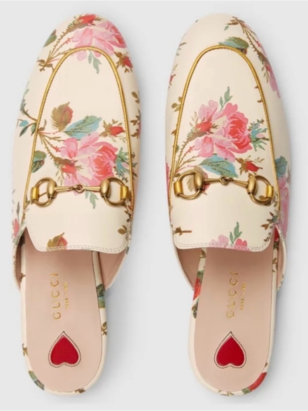 Gucci Princetown Floral Horsebit Mules 37.5